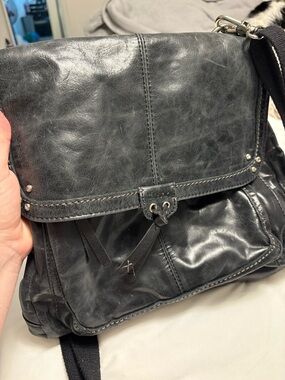 The Sak Black Leather Crossbody Messenger Bag